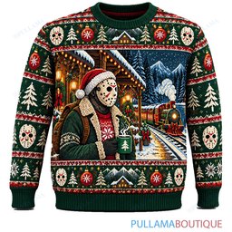 Jason Voorhees Holiday Railway Station ugly christmas sweater