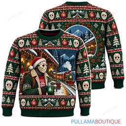 Jason Voorhees Holiday Railway Station ugly christmas sweater