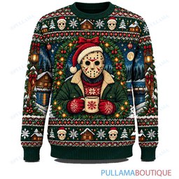 Jason Voorhees Snowy Christmas Lanterns ugly christmas sweater