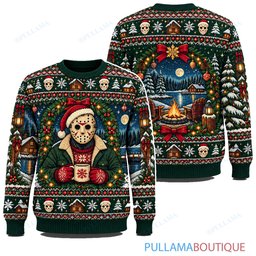 Jason Voorhees Snowy Christmas Lanterns ugly christmas sweater