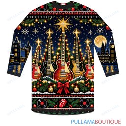 The Rolling Stones Christmas Guitar Tree ugly christmas sweater