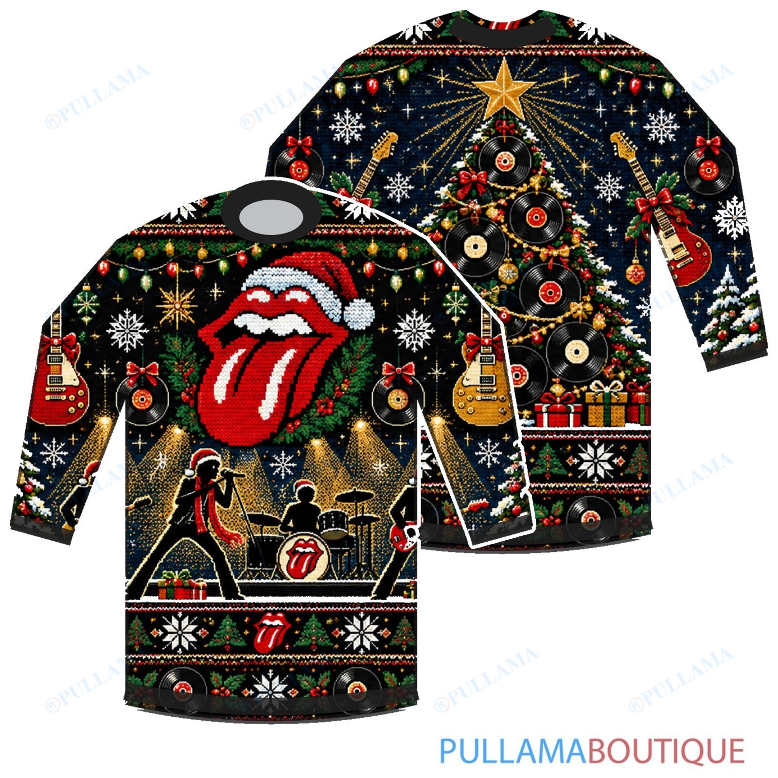 The Rolling Stones Christmas Tree Rock ugly christmas sweater