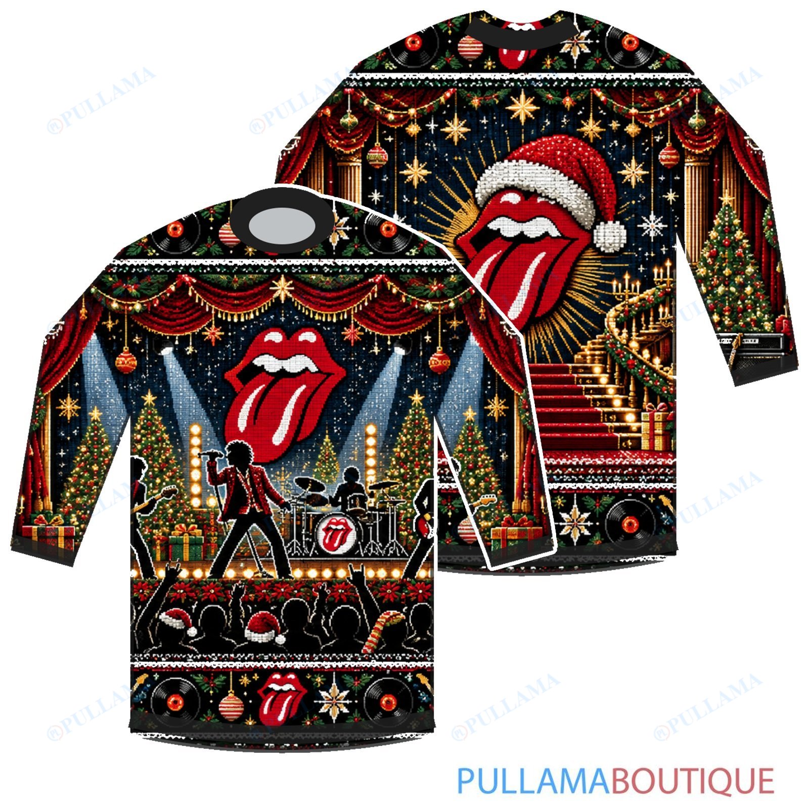 The Rolling Stones Grand Christmas Theater ugly christmas sweater