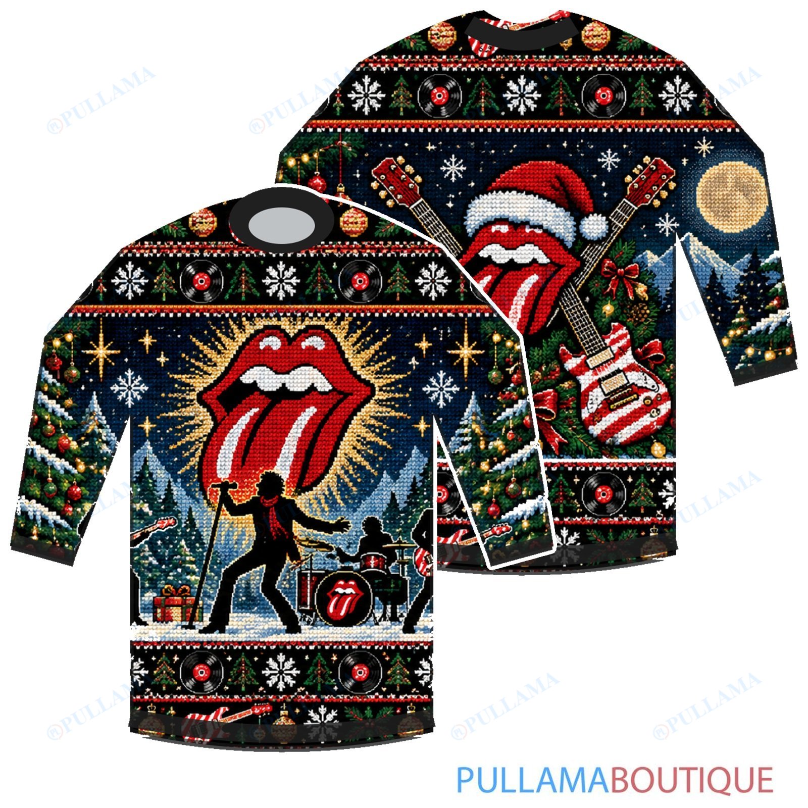 The Rolling Stones Christmas Mountain Concert ugly christmas sweater