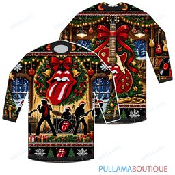 The Rolling Stones Christmas Guitar Lounge ugly christmas sweater