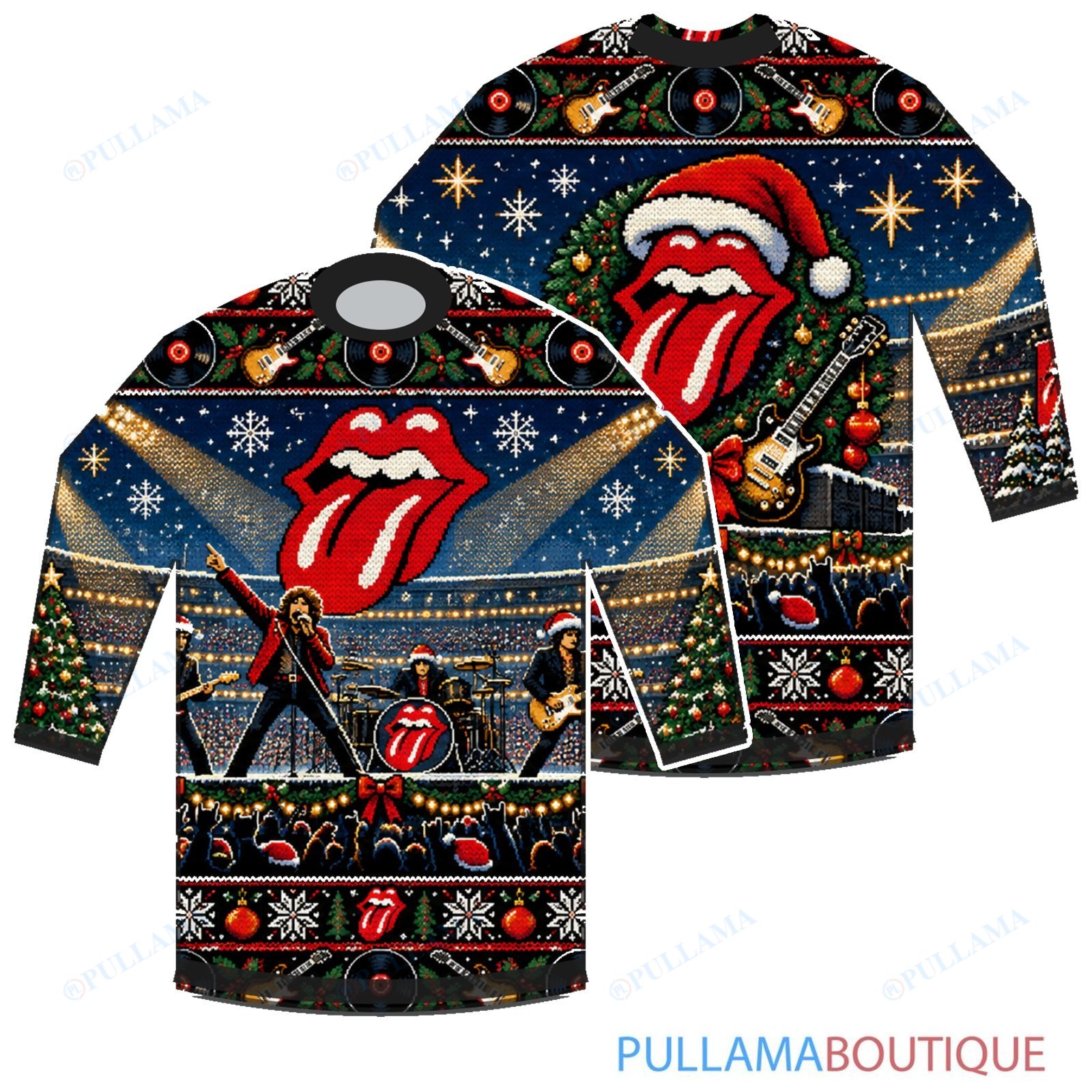 The Rolling Stones Christmas Stadium Concert ugly christmas sweater
