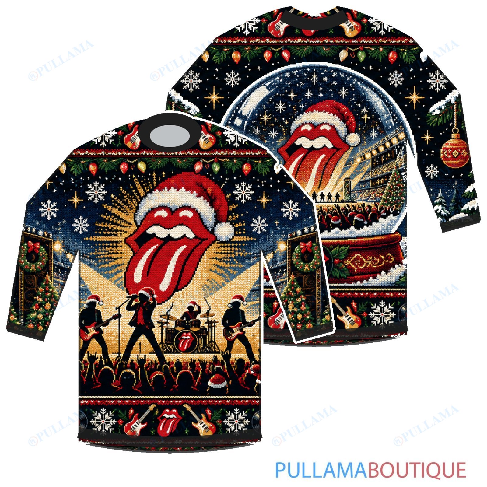 The Rolling Stones Christmas Concert Snow Globe ugly christmas sweater