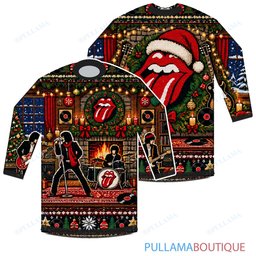 The Rolling Stones Holiday Vinyl Lounge ugly christmas sweater