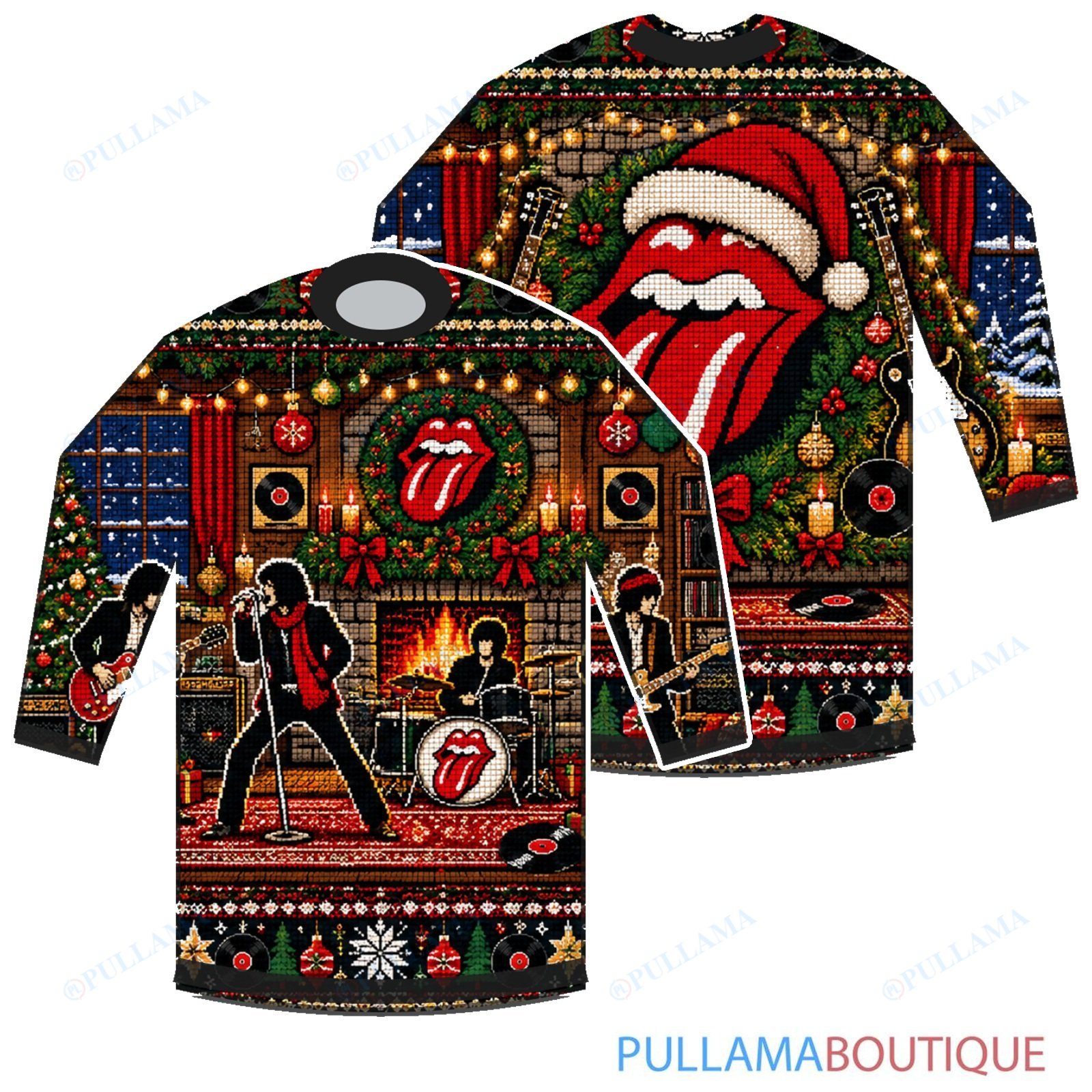 The Rolling Stones Holiday Vinyl Lounge ugly christmas sweater