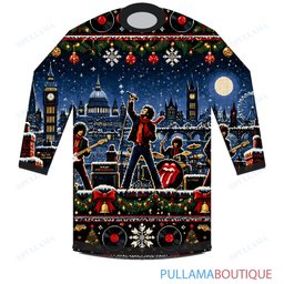 The Rolling Stones Snowy Christmas Wreath ugly christmas sweater