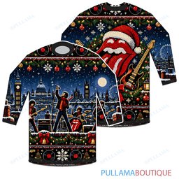 The Rolling Stones Snowy Christmas Wreath ugly christmas sweater