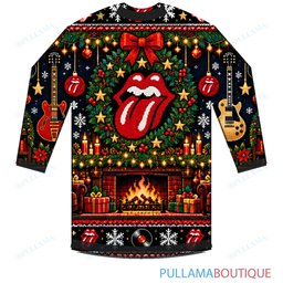 The Rolling Stones Fireplace Holiday Jam ugly christmas sweater