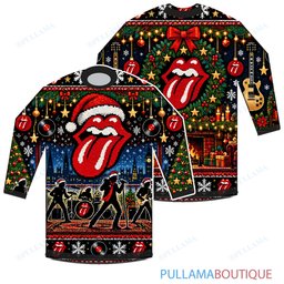 The Rolling Stones Fireplace Holiday Jam ugly christmas sweater