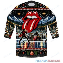 The Rolling Stones Winter Rock Guitar Wreath ugly christmas sweater