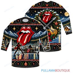 The Rolling Stones Winter Rock Guitar Wreath ugly christmas sweater