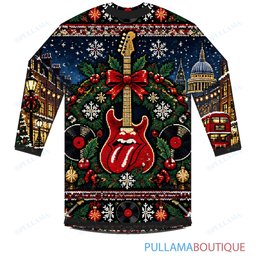 The Rolling Stones London Christmas Guitar Wreath ugly christmas sweater