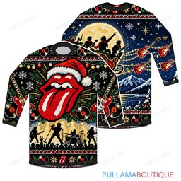 The Rolling Stones Santa Sleigh Rock ugly christmas sweater