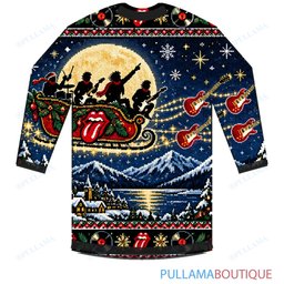 The Rolling Stones Santa Sleigh Rock ugly christmas sweater