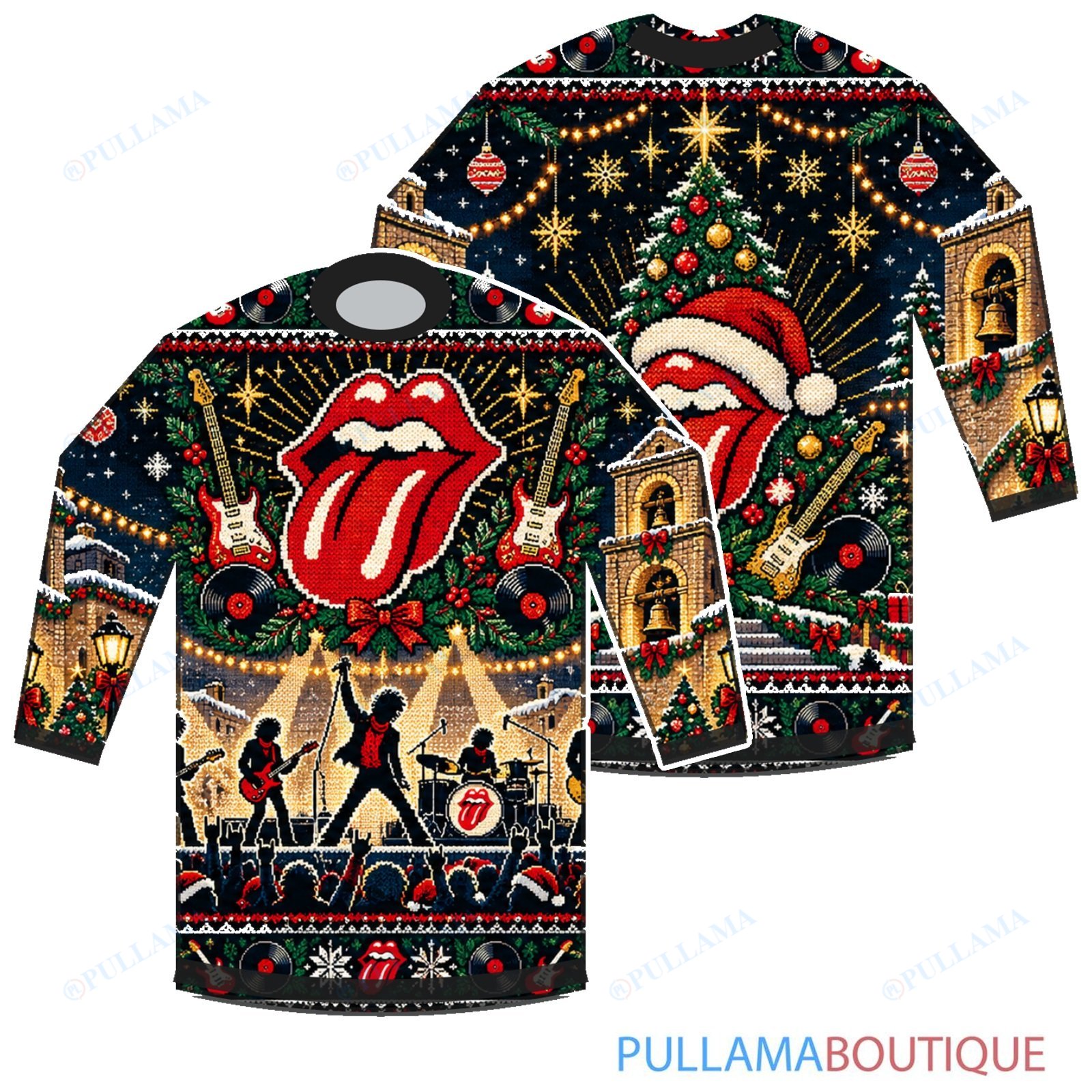 The Rolling Stones Christmas Cathedral Stage ugly christmas sweater