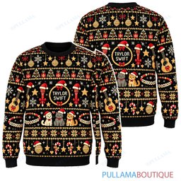Taylor Swift Black Gold ugly christmas sweater