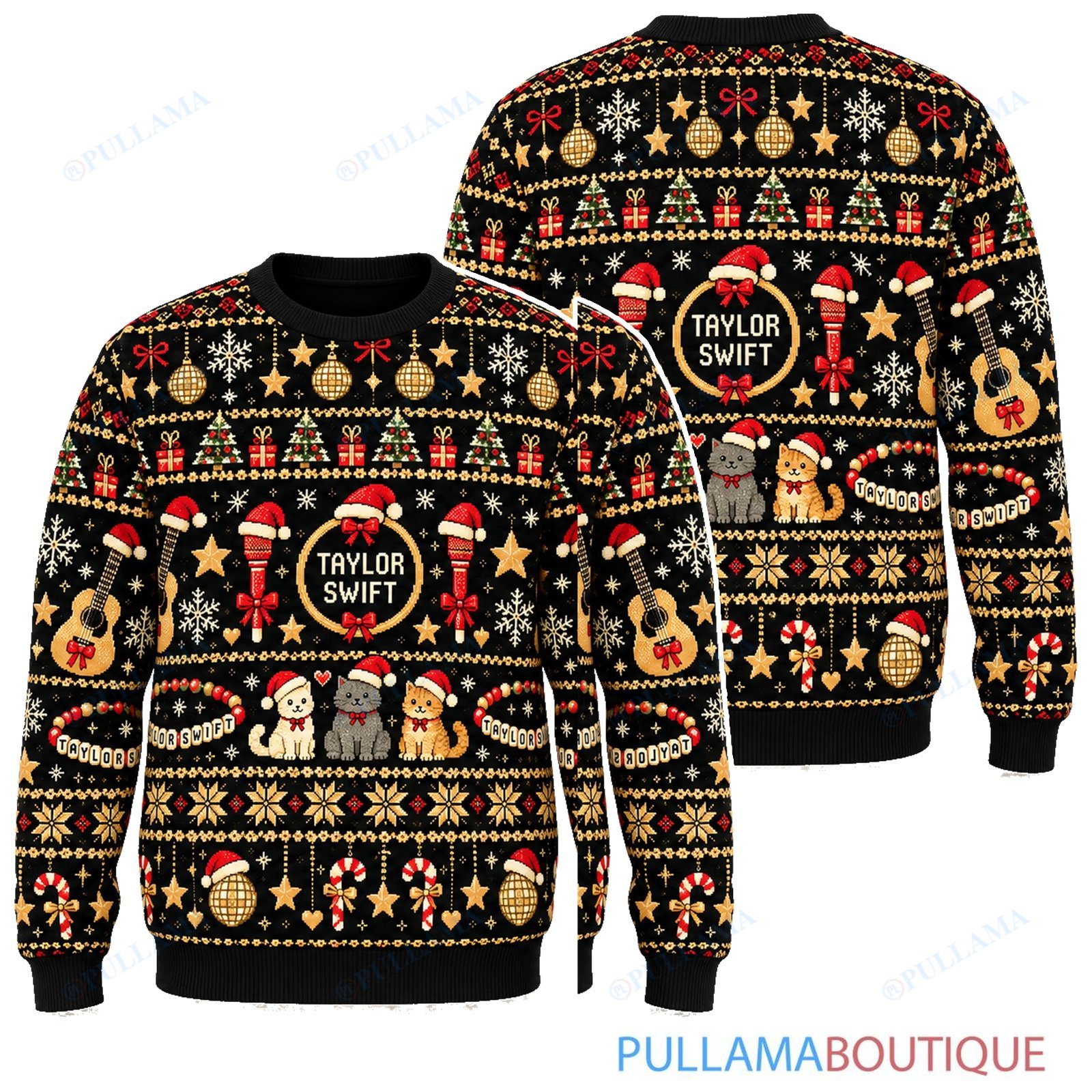 Taylor Swift Black Gold ugly christmas sweater