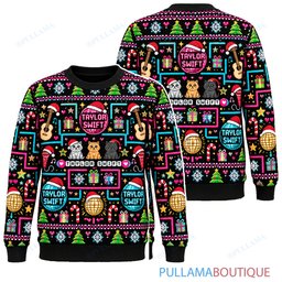 Taylor Swift Neon Arcade ugly christmas sweater