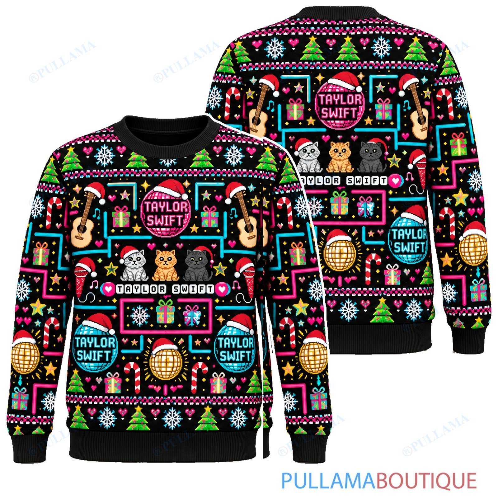 Taylor Swift Neon Arcade ugly christmas sweater