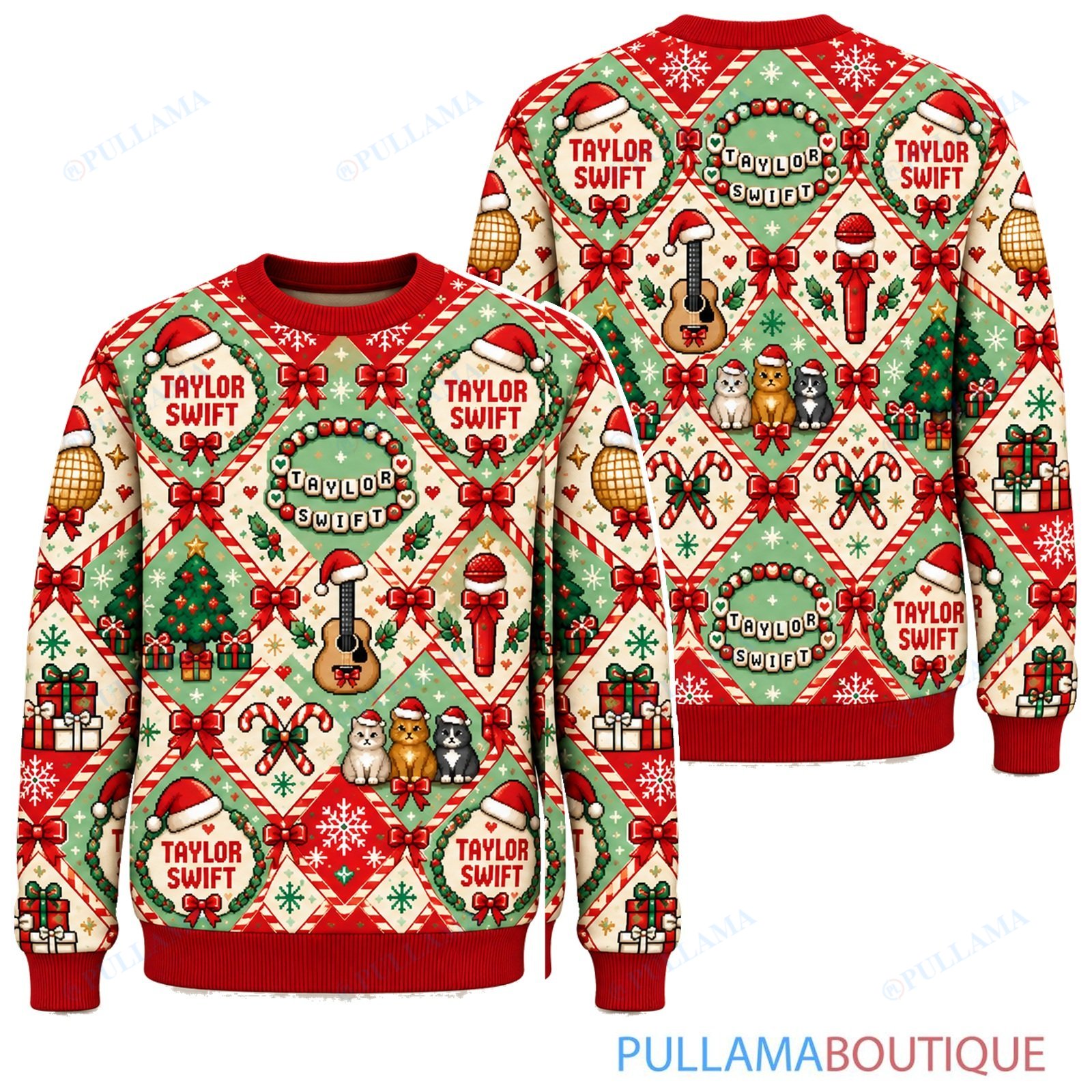 Taylor Swift Candy Cane ugly christmas sweater