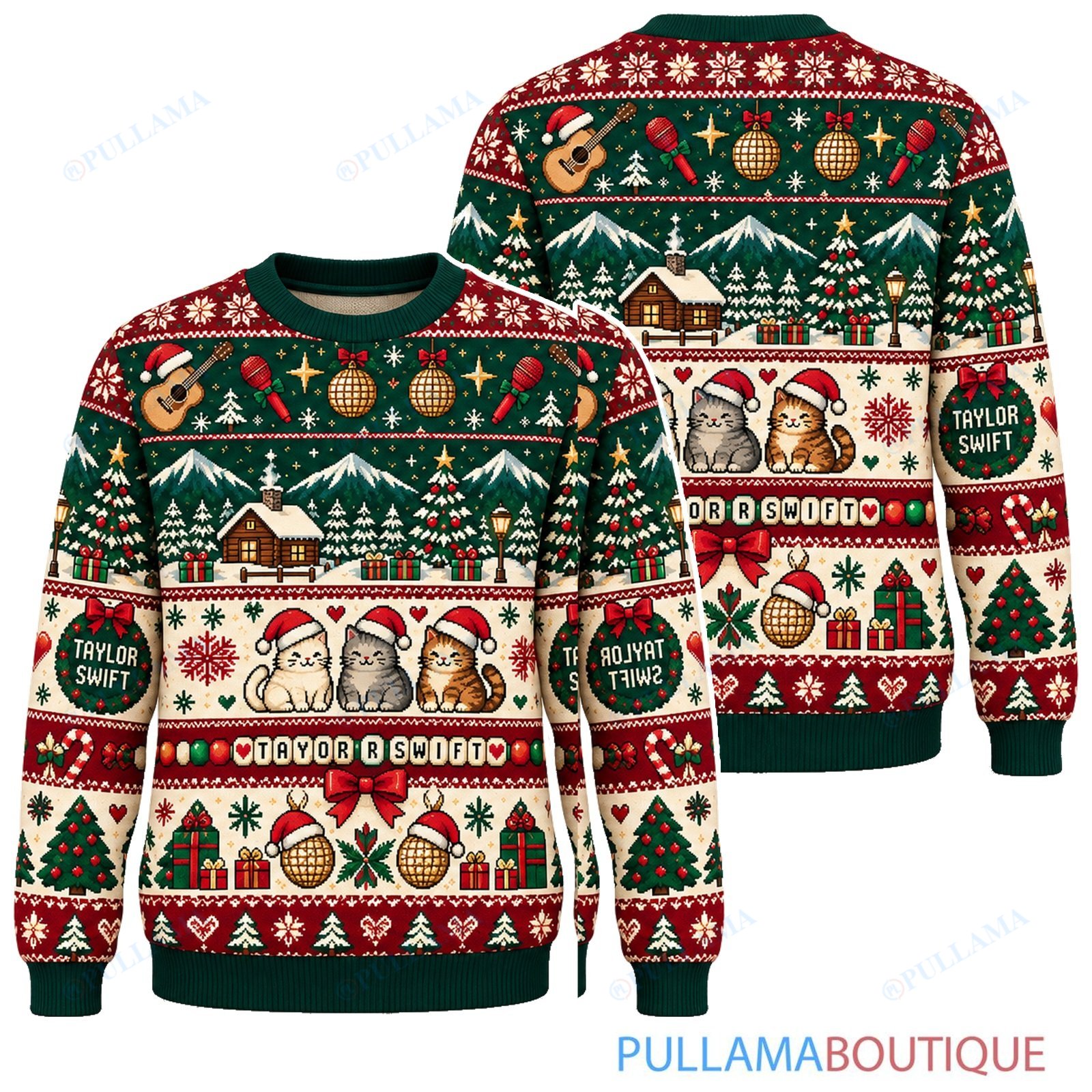 Taylor Swift Winter Cabin ugly christmas sweater