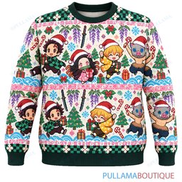 Demon Slayer Pastel Noel ugly christmas sweater