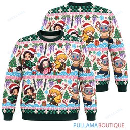 Demon Slayer Pastel Noel ugly christmas sweater