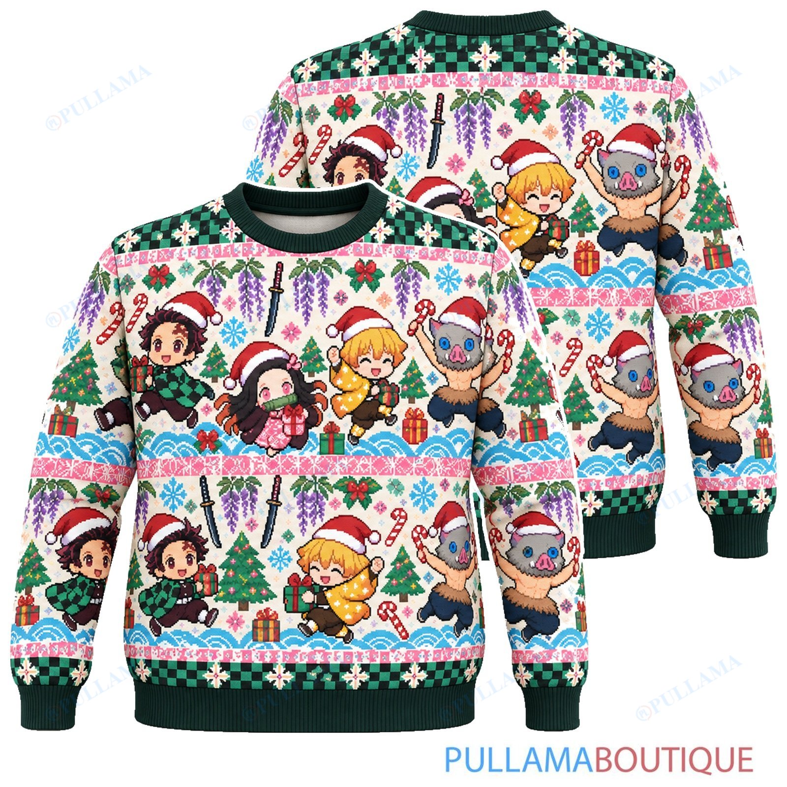 Demon Slayer Pastel Noel ugly christmas sweater