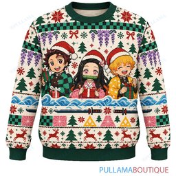 Demon Slayer Scandi Cream ugly christmas sweater