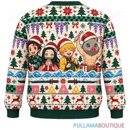 Demon Slayer Scandi Cream ugly christmas sweater