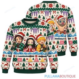 Demon Slayer Scandi Cream ugly christmas sweater