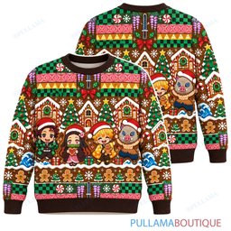 Demon Slayer Gingerbread ugly christmas sweater