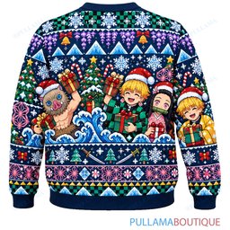 Demon Slayer Frozen Christmas ugly christmas sweater