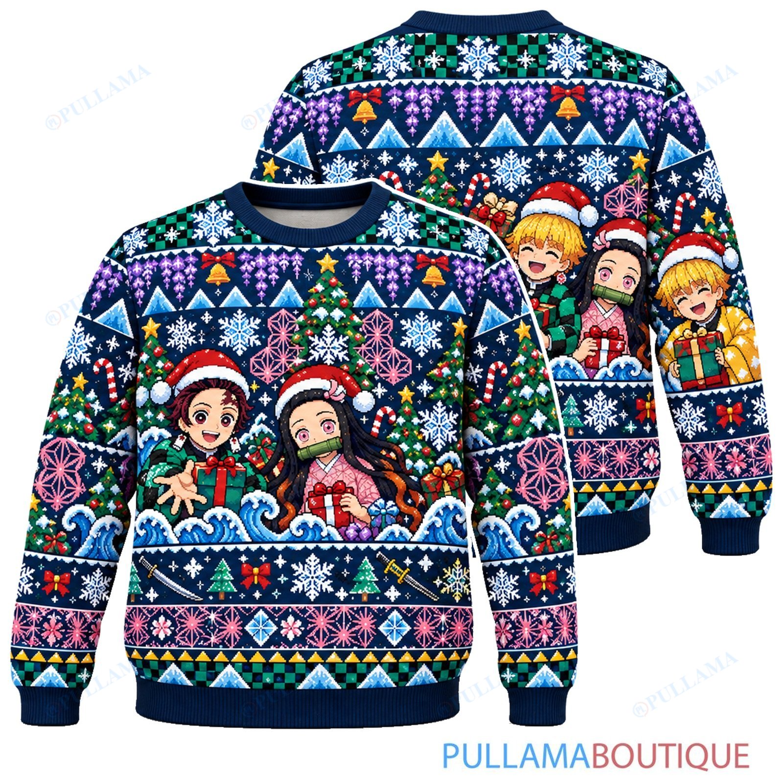 Demon Slayer Frozen Christmas ugly christmas sweater