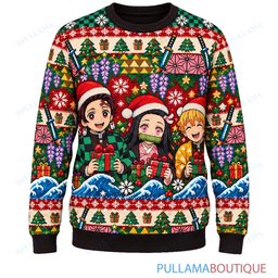 Demon Slayer Festive Maximalist ugly christmas sweater