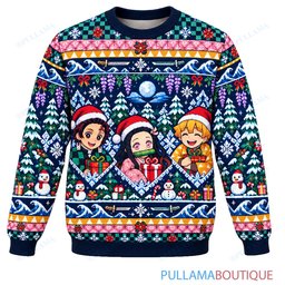 Demon Slayer Midnight Snow ugly christmas sweater