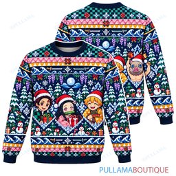 Demon Slayer Midnight Snow ugly christmas sweater