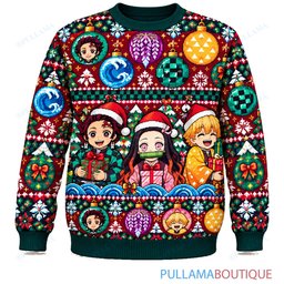 Demon Slayer Ornament Party ugly christmas sweater