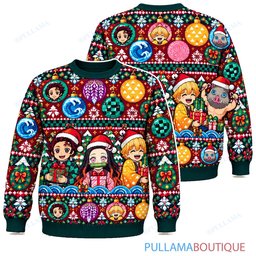 Demon Slayer Ornament Party ugly christmas sweater