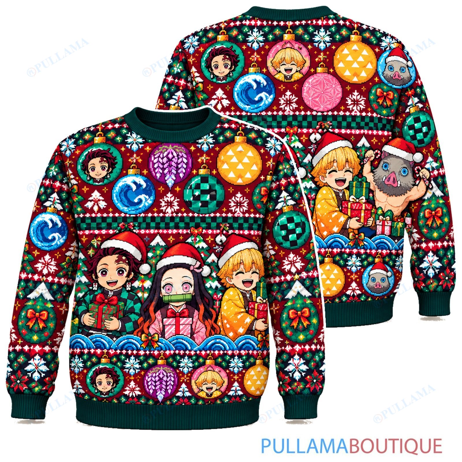Demon Slayer Ornament Party ugly christmas sweater
