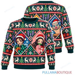 Demon Slayer Nordic Diamonds ugly christmas sweater