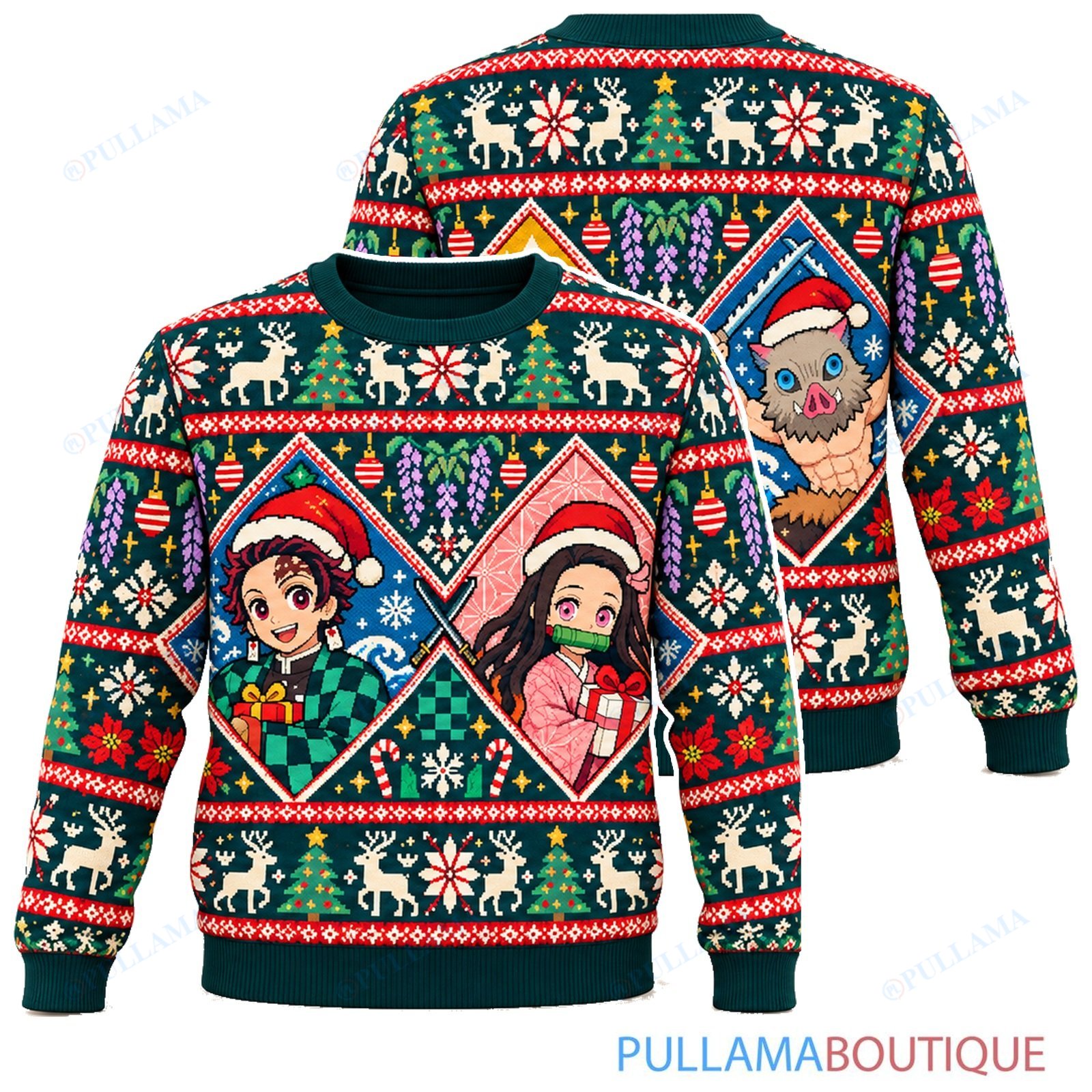 Demon Slayer Nordic Diamonds ugly christmas sweater
