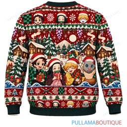Demon Slayer Winter Cabin ugly christmas sweater