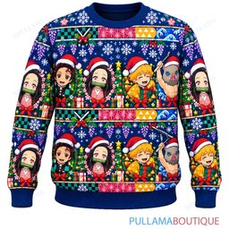 Demon Slayer Gift Wrap ugly christmas sweater