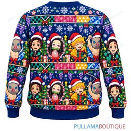 Demon Slayer Gift Wrap ugly christmas sweater