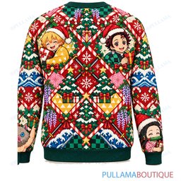 Demon Slayer Candy Cane ugly christmas sweater